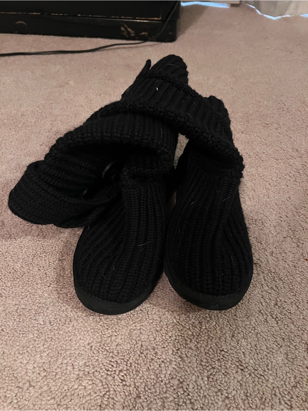 UGG Black Knit Boot Slippers